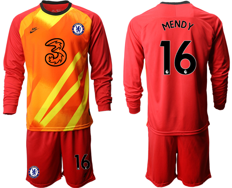 Men 2021 Chelsea red goalkeeper long sleeve 16(1) soccer jerseys->chelsea jersey->Soccer Club Jersey